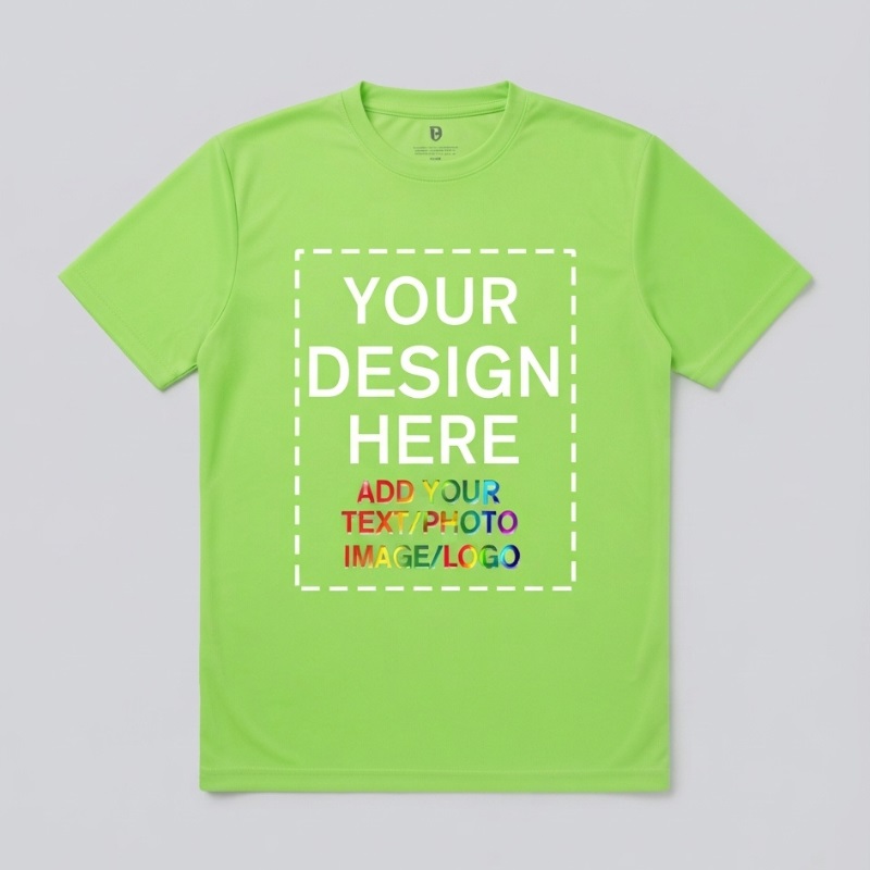 Round Neck T-shirt Bright Green With Print